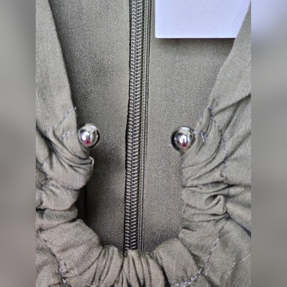 ZARA SEXY LINEN BLEND SHORT DRESS LONG SLEEVE OLIVE GREEN CUT OUT MINI XS - Picture 11 of 16